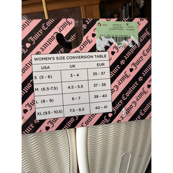 NWT Juicy Couture Pink Cherry Comfy Slippers Sz. XL (9.5-10.5) - Picture 8 of 8